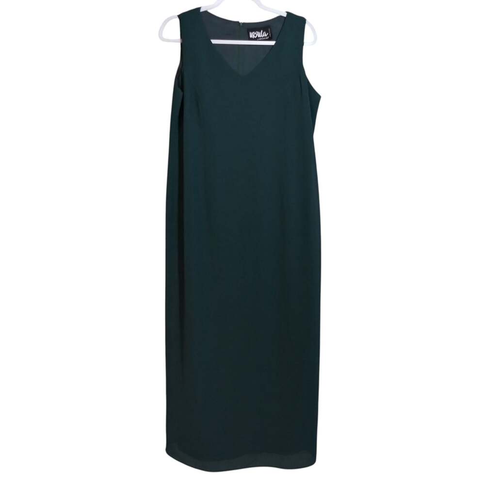 Ursula Of Switzerland Vintage Elegant Green Sleeveless Dress Size 14